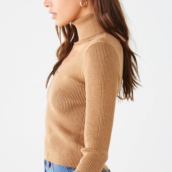 Forever 21 Ribbed Sweater Camel & Black. - Picture 2 of 11